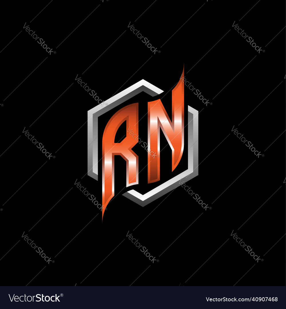 Rn monogram geometric orange with hexagonal Vector Image Rn monogram geometric orange with hexagonal