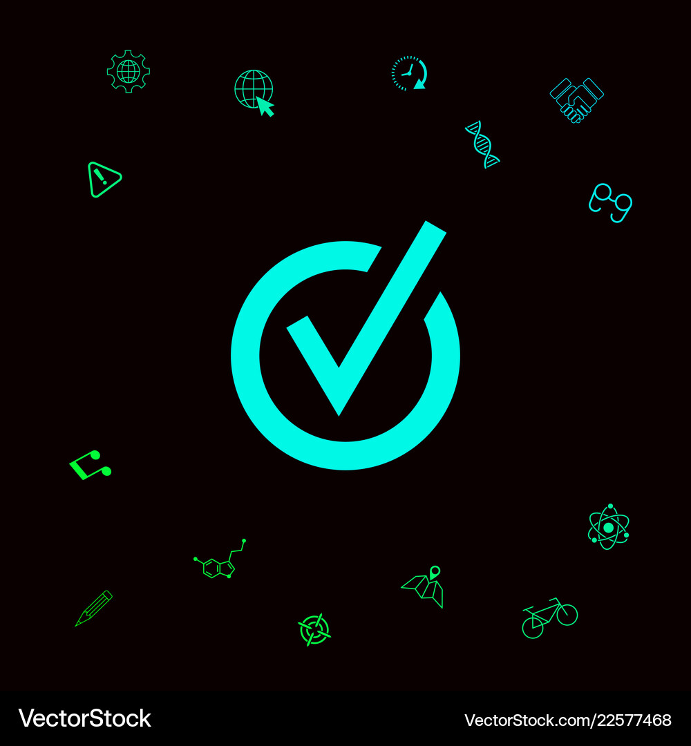 Rounded check mark icon graphic elements Vector Image