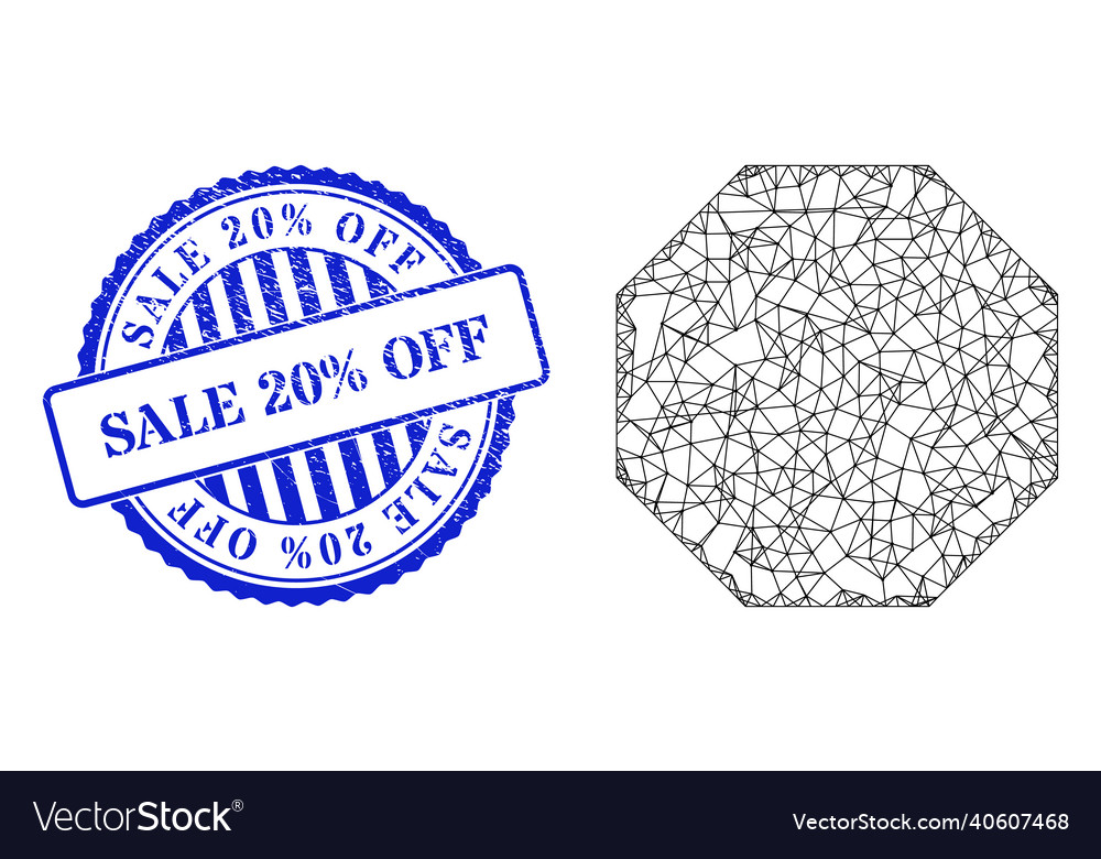 Rubber sale 20 percents off stamp and net octagon