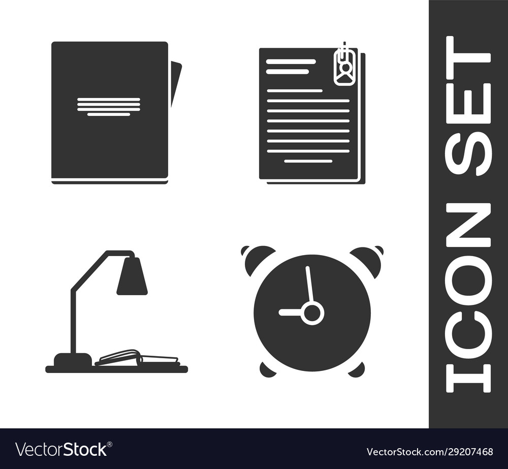 Set alarm clock notebook workplace with table