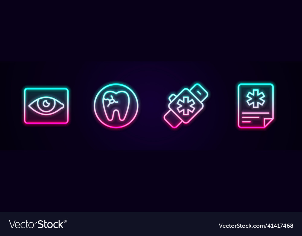 Set line red eye effect tooth with caries smart