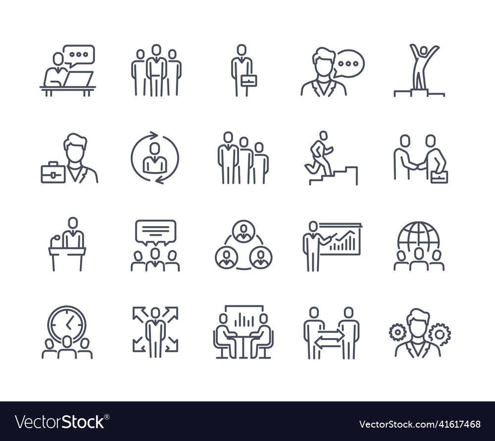 Set Of Line Icons Related To Business People Vector Image