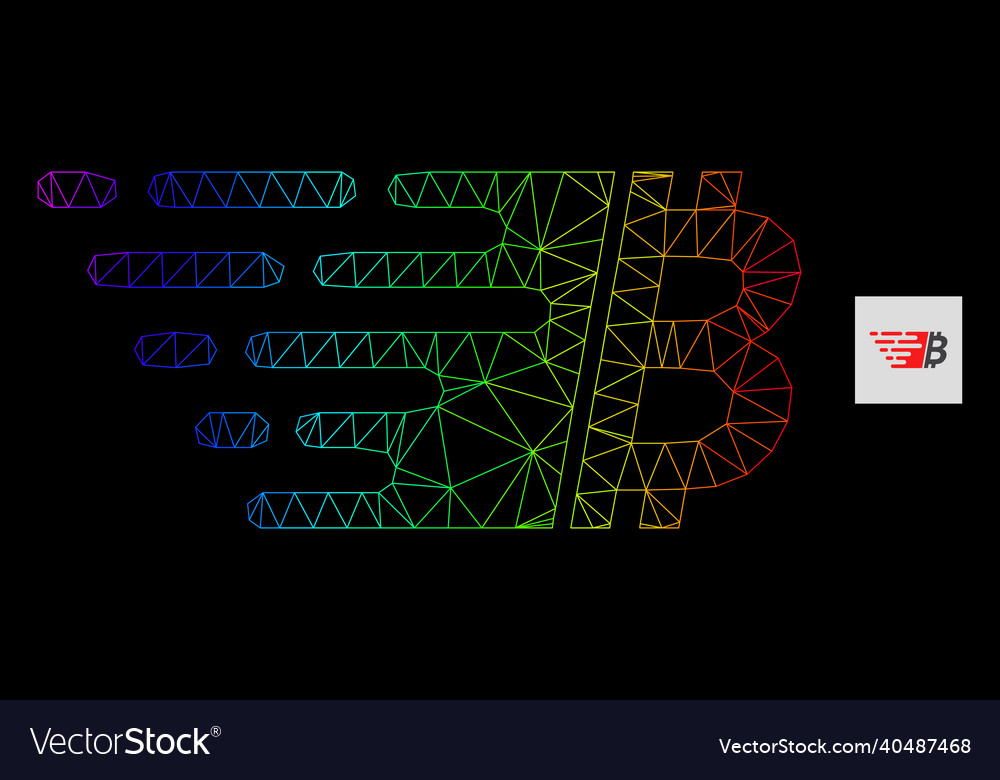Spectrum gradiented polygonal mesh bitcoin icon vector image Spectrum gradiented polygonal mesh bitcoin icon