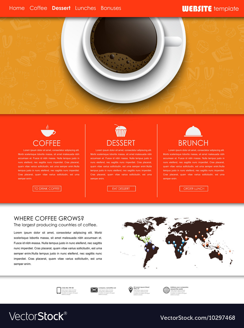 Template Coffee Web Site Royalty Free Vector Image