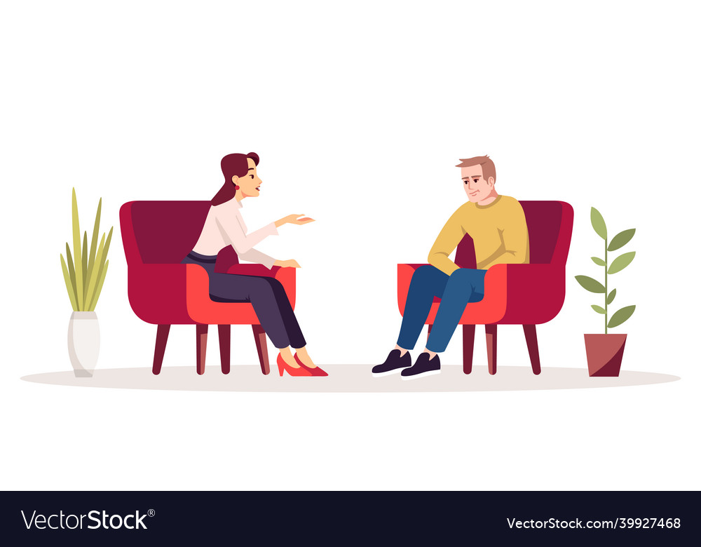 Therapy session semi flat rgb color interview Vector Image