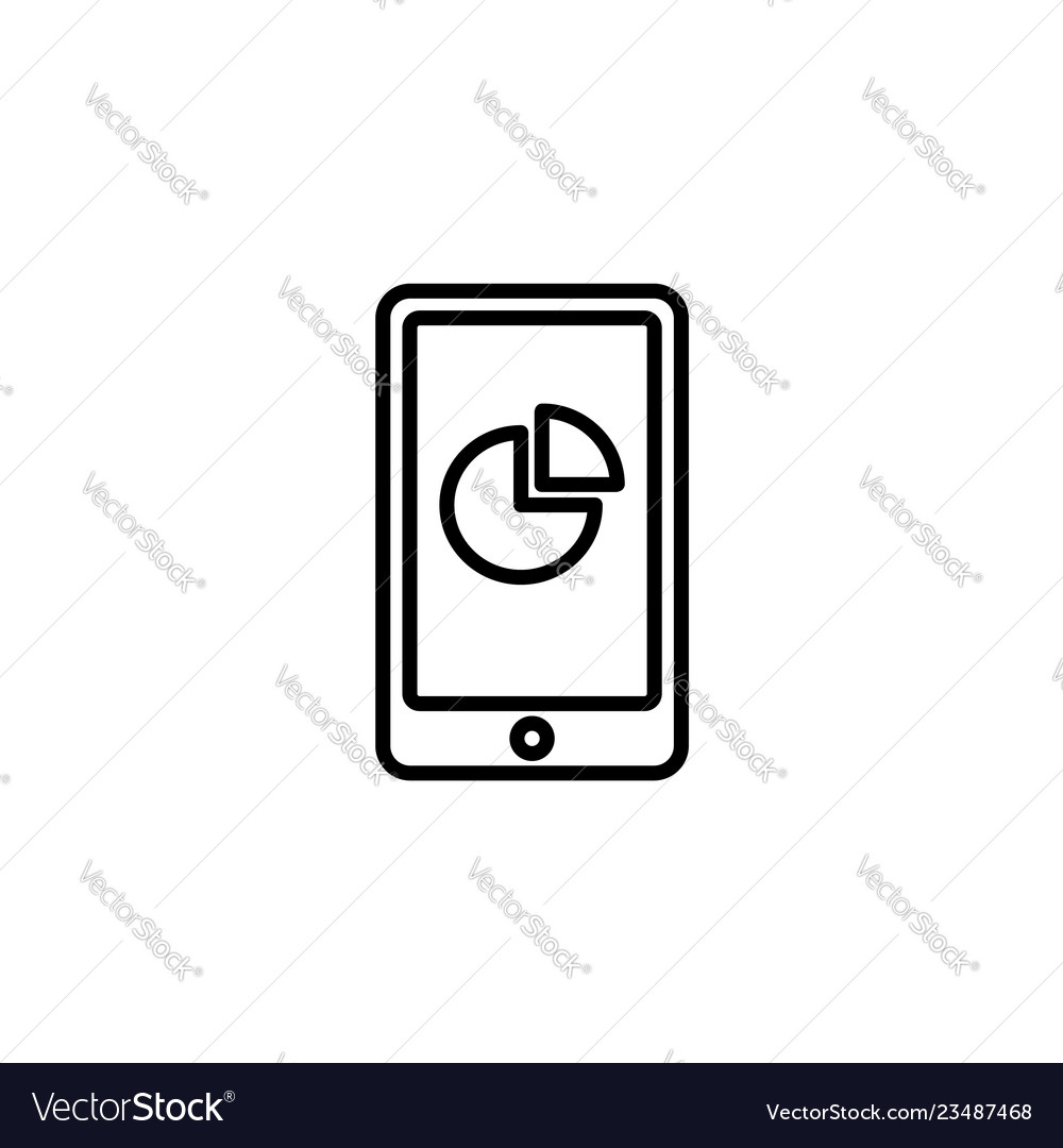 Web line icon smartphone with business graphs