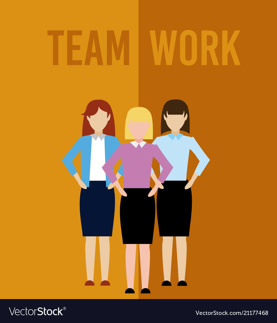 Womens teamwork cartoon