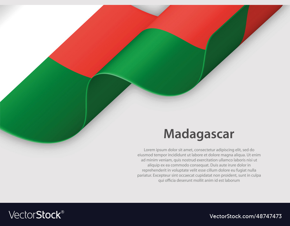 3d ribbon with national flag madagascar isolated