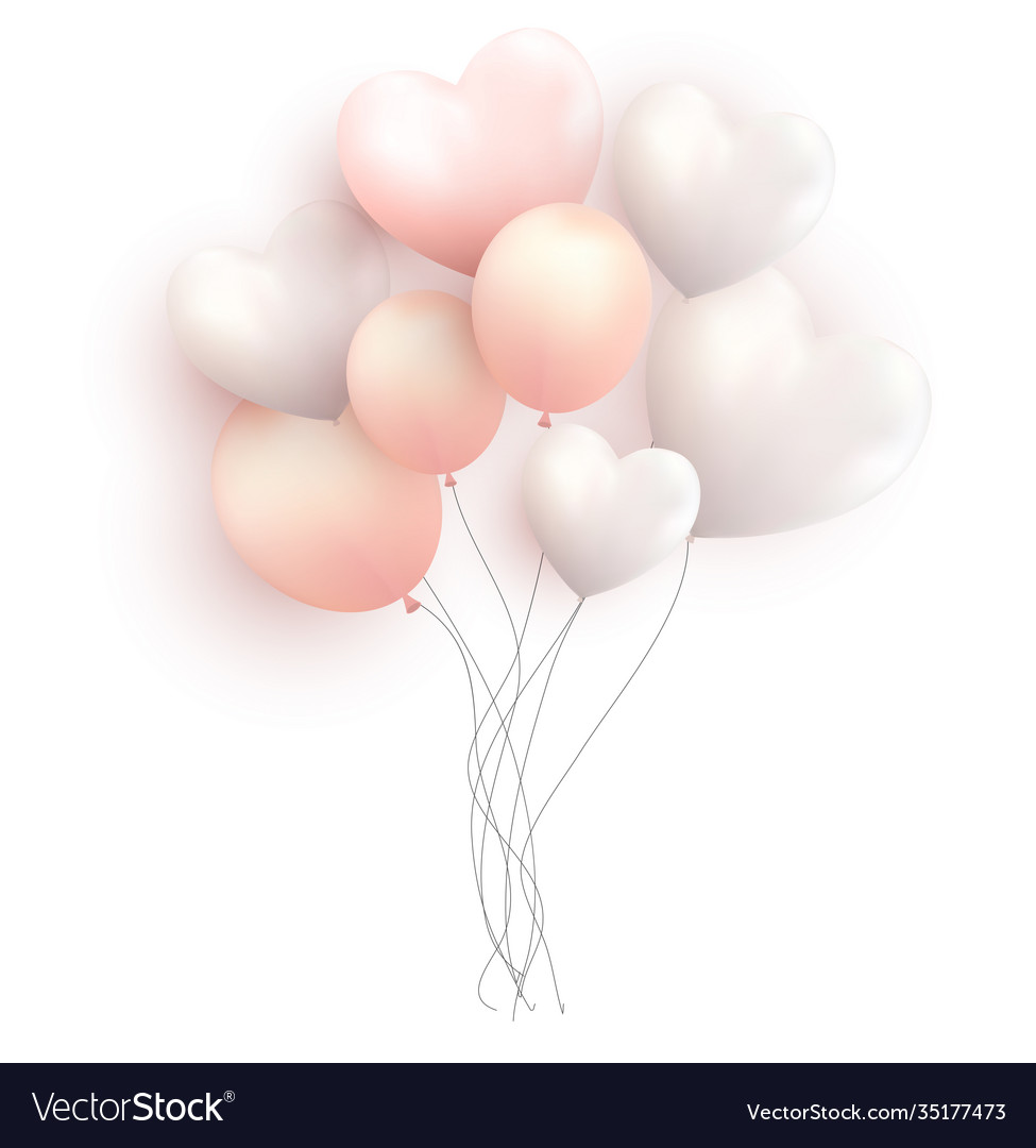 Balloons with hearts on white