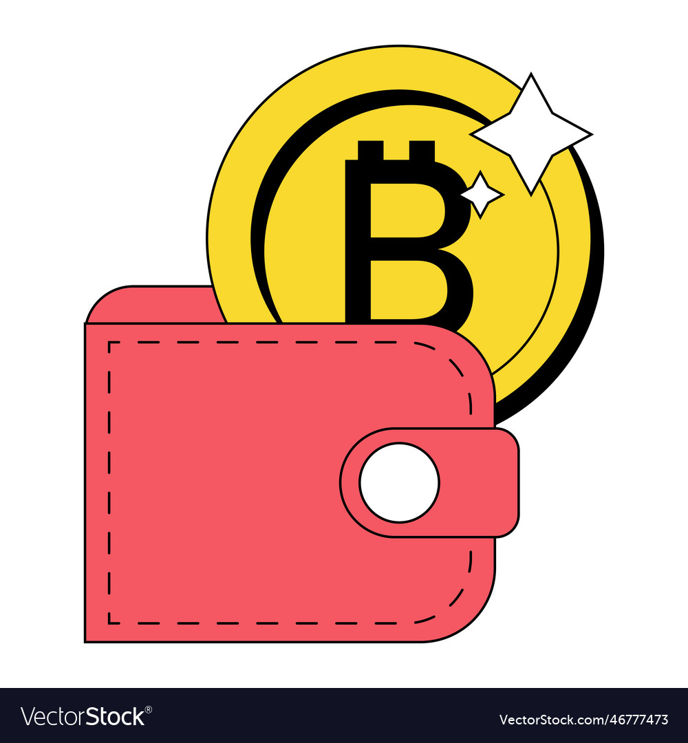 Bitcoin in wallet Royalty Free Vector Image VectorStock