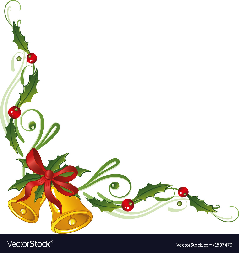 Christmas holly bells Royalty Free Vector Image