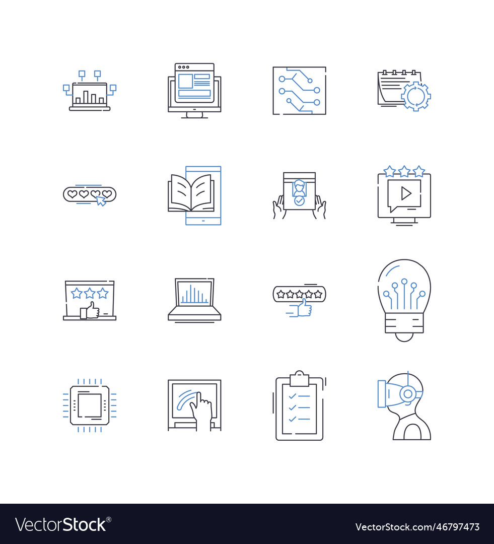Communication and connection line icons collection vector image Communication and connection line icons collection