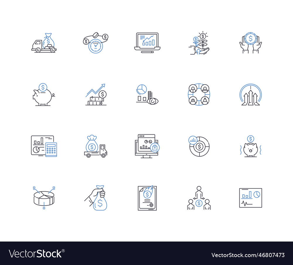 Fiscal system line icons collection budgeting