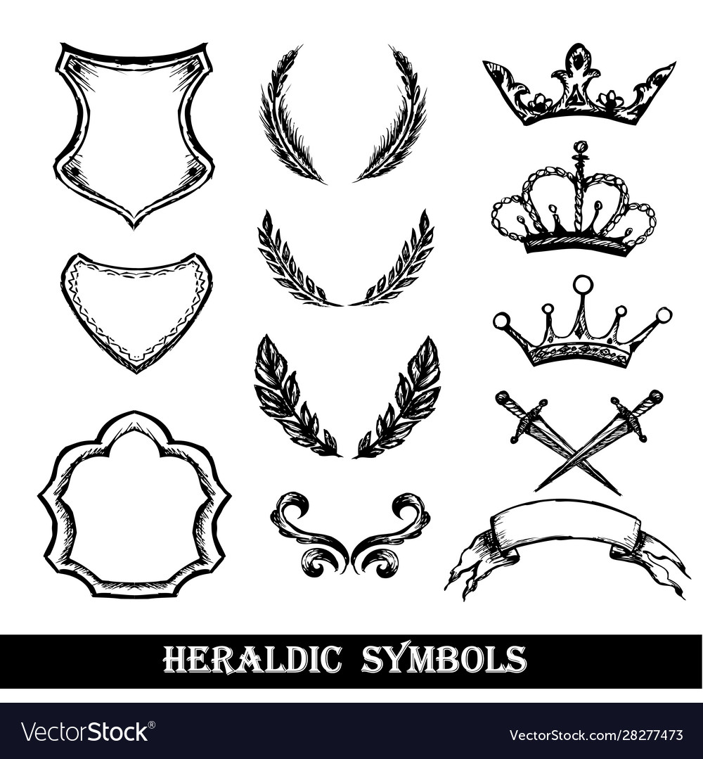 Heraldische Symbole Handzeichnung