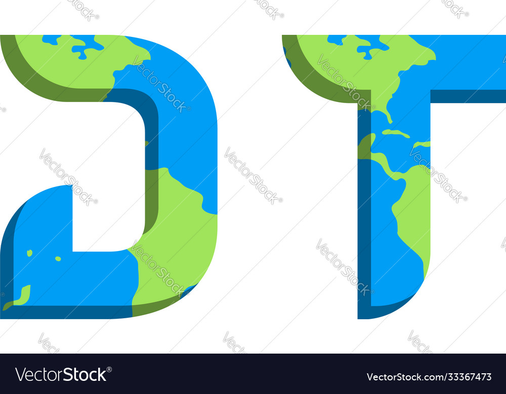 Initial dt logo design with world map style vector image Initial dt logo design with world map style