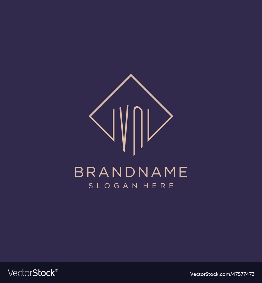 Initials vn logo monogram with rectangle style