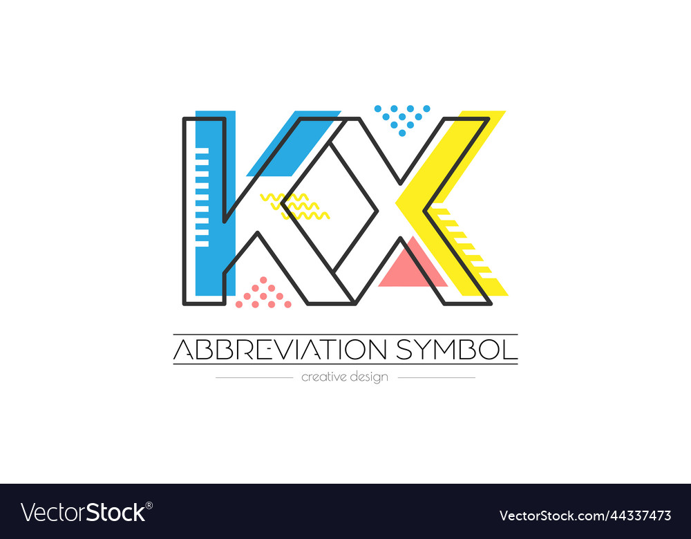 Letters k and x merging of two initials vector image Letters k and x merging of two initials