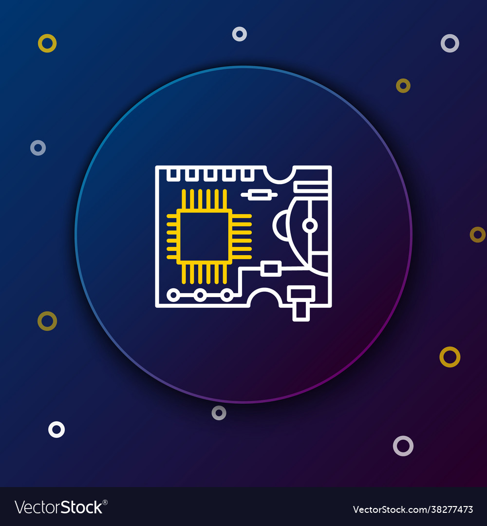 Line printed circuit board pcb icon isolated Vector Image