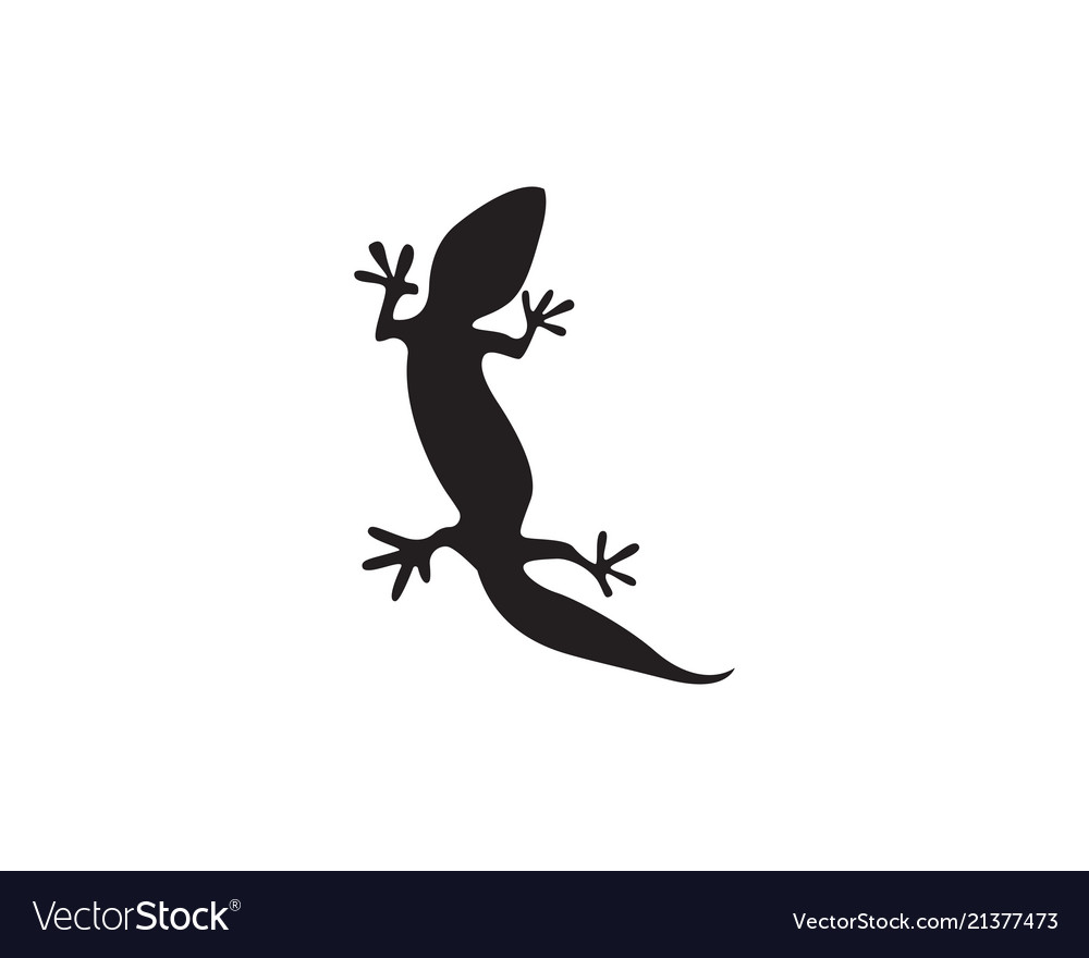 Lizard chameleon gecko silhouette black Royalty Free Vector