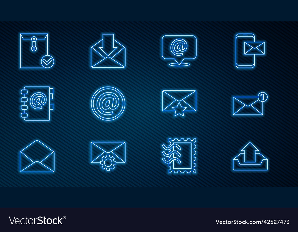 Set line upload inbox envelope mail and e-mail vector image Set line upload inbox envelope mail and e-mail
