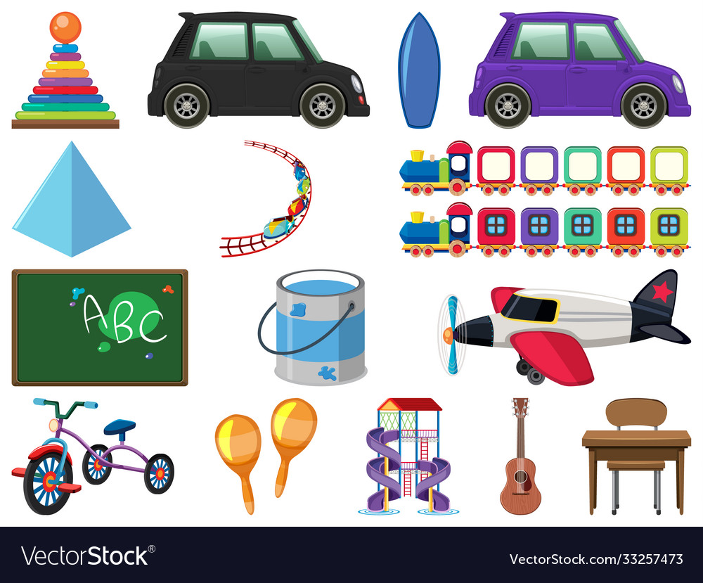 Set various objects cartoon