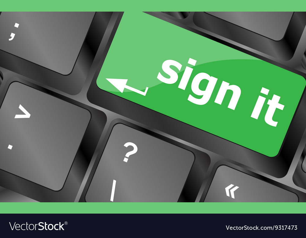 Sign it or login concept with key on computer
