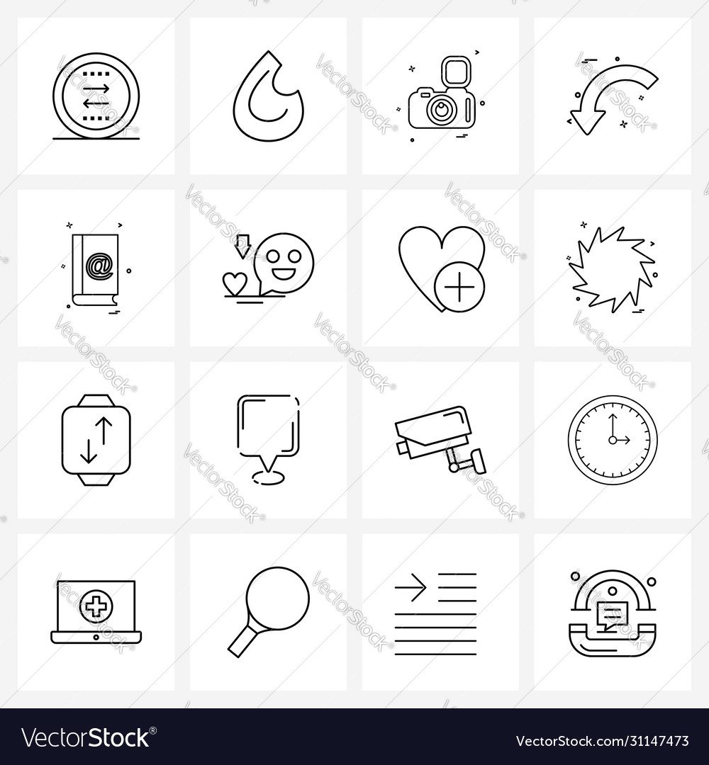 Simple set 16 line icons such as direction
