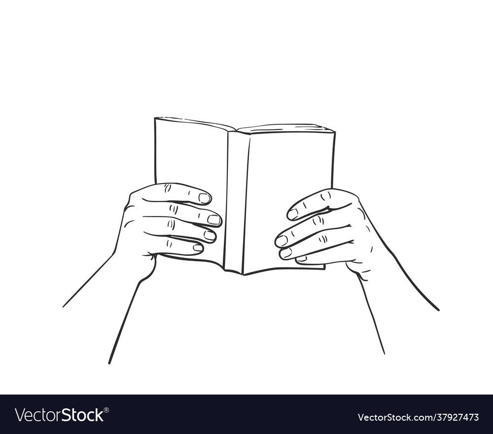 Sketch hands holding book hand drawn isolated Vector Image