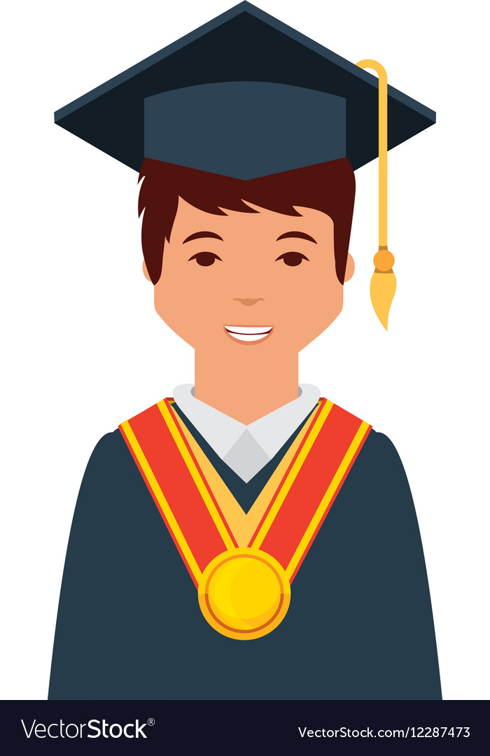 Student with graduation uniform Royalty Free Vector Image