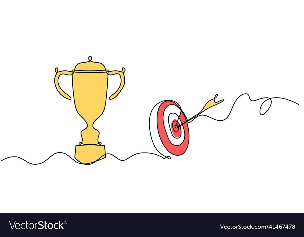 Abstract color cup with target circle and arrow