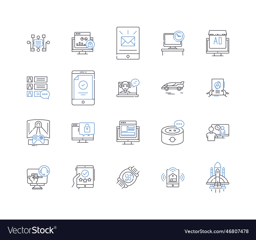 Big data line icons collection analytics volume