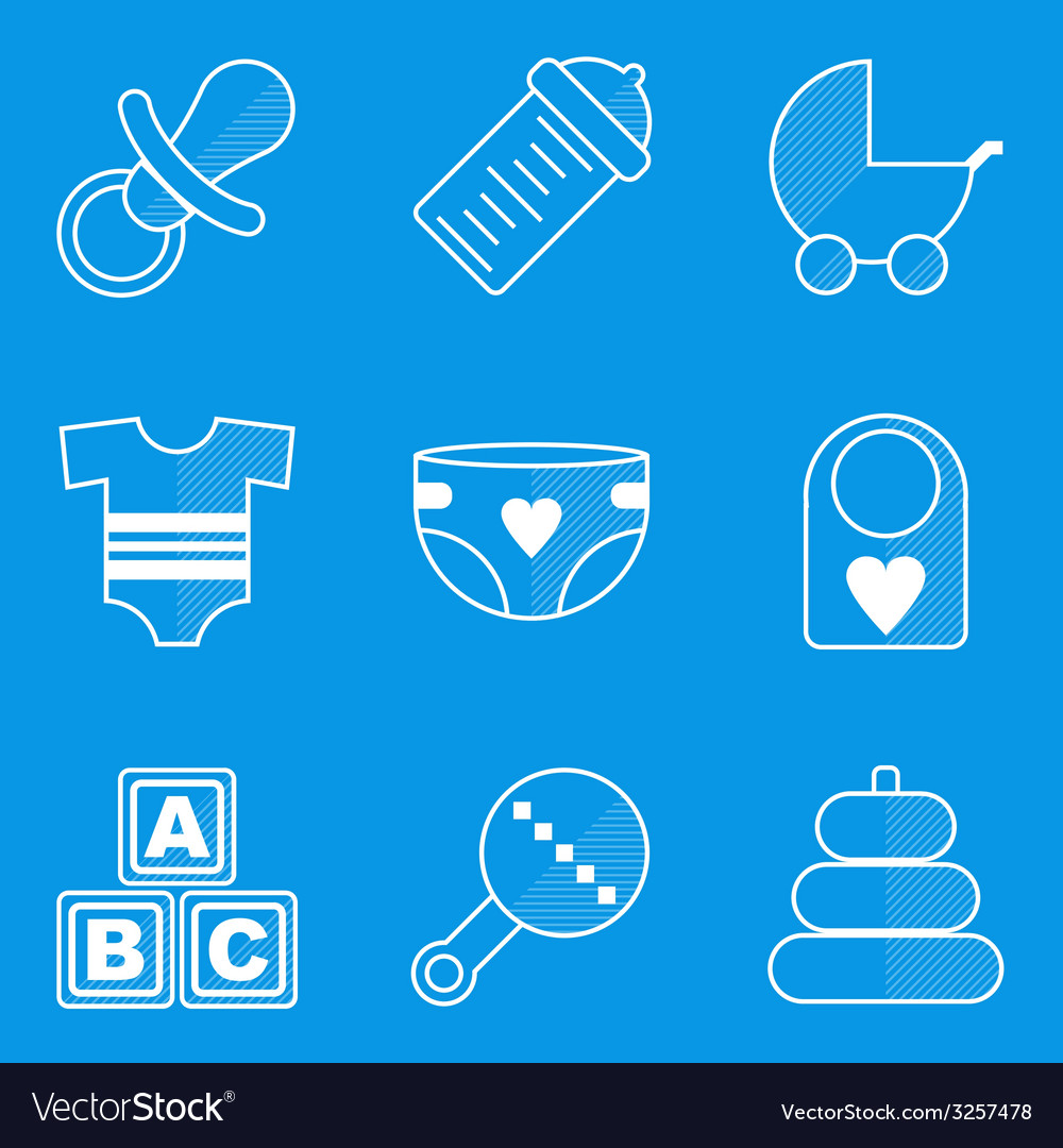 Blueprint icon set baby children family