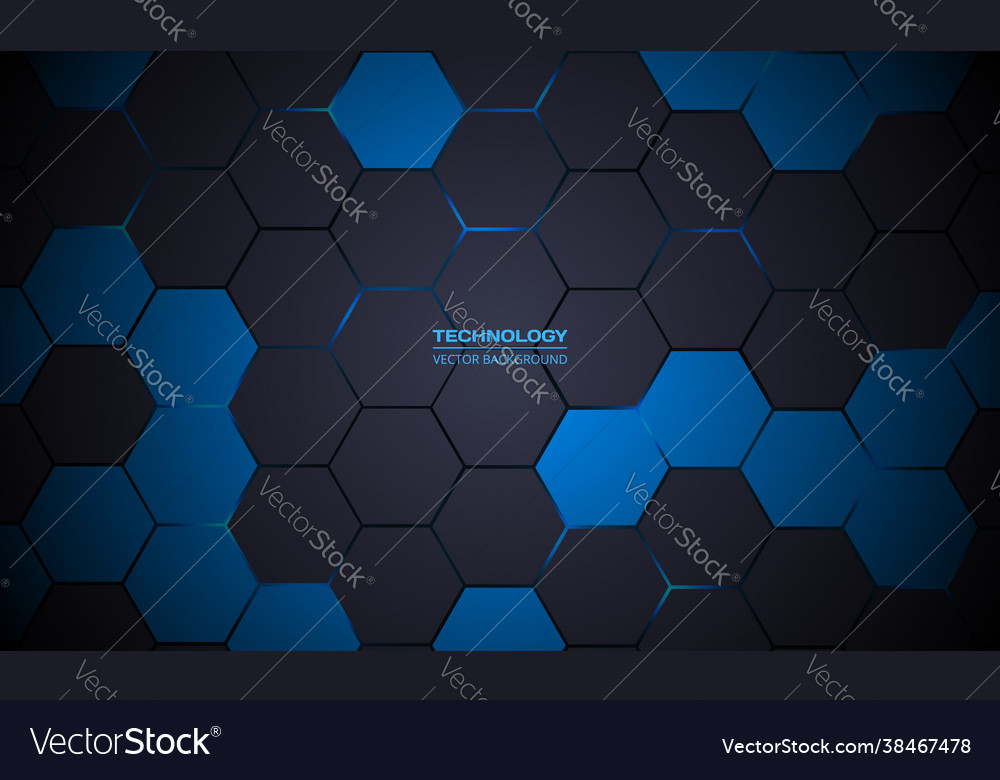 Dark gray hexagonal abstract technology background vector image Dark gray hexagonal abstract technology background