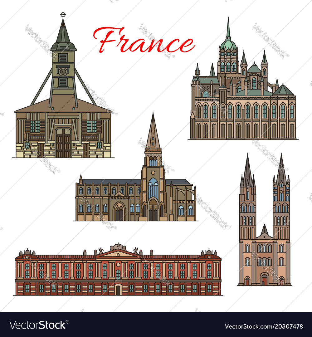 France travel landmarks facade buildings Vector Image