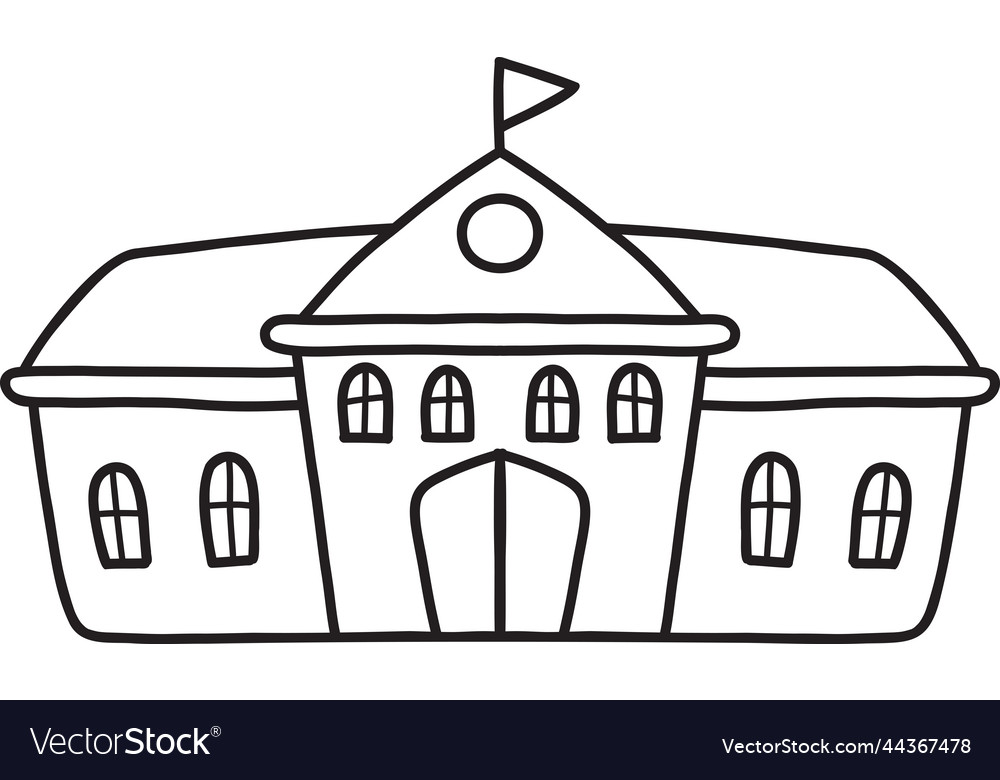 Hand drawn cute school building