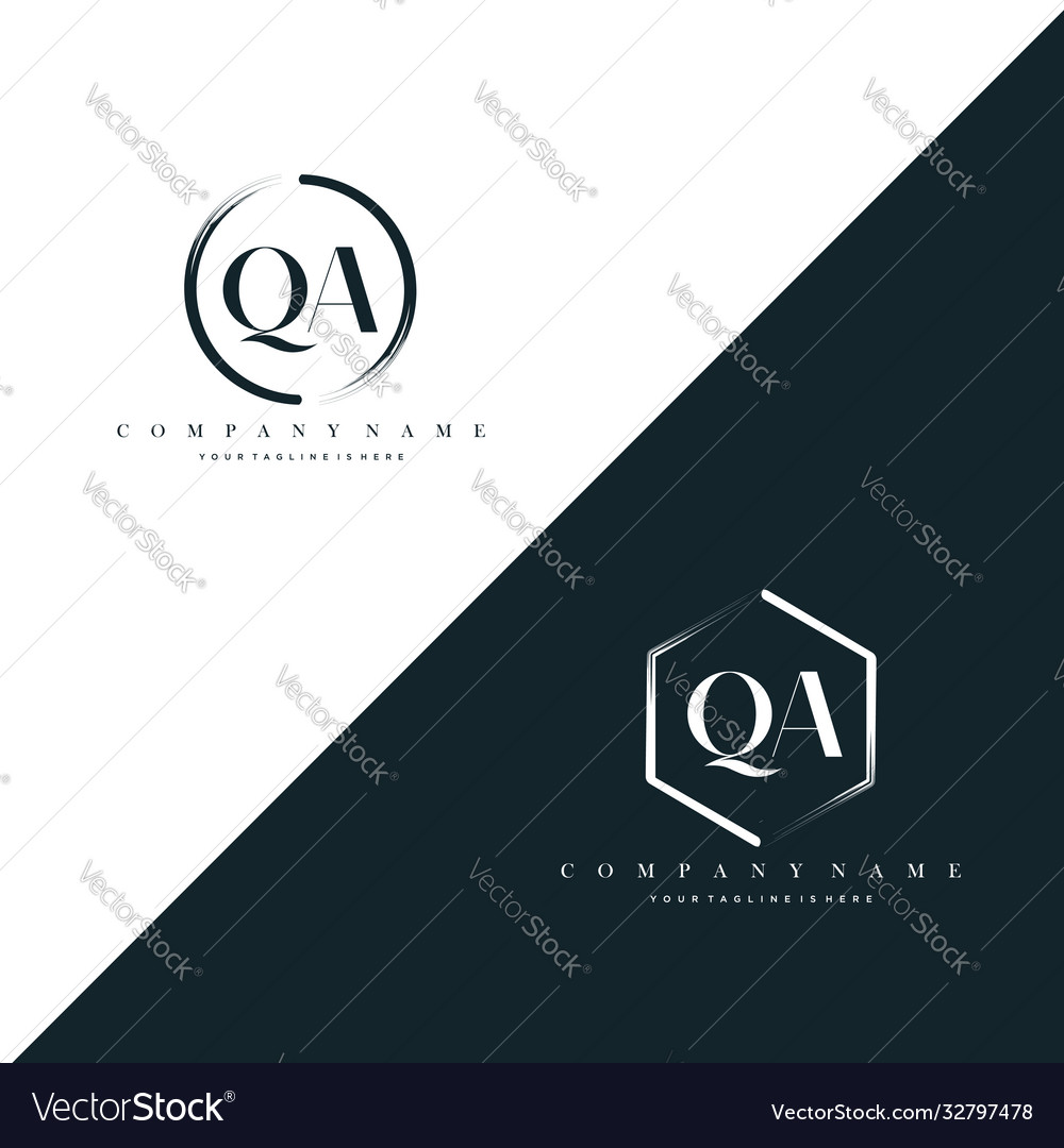 Initial letter qa circle brush hexagon