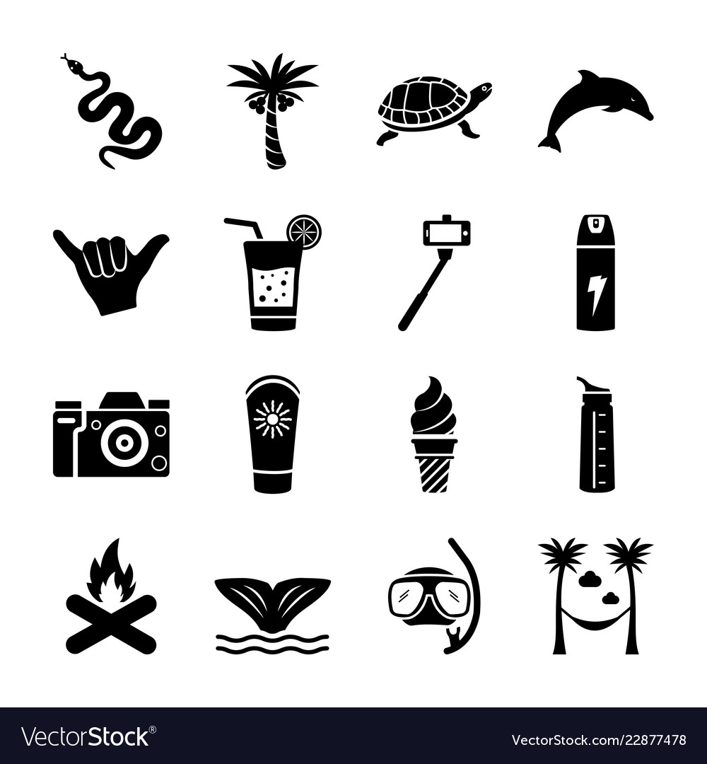 Insel solide Icons Set