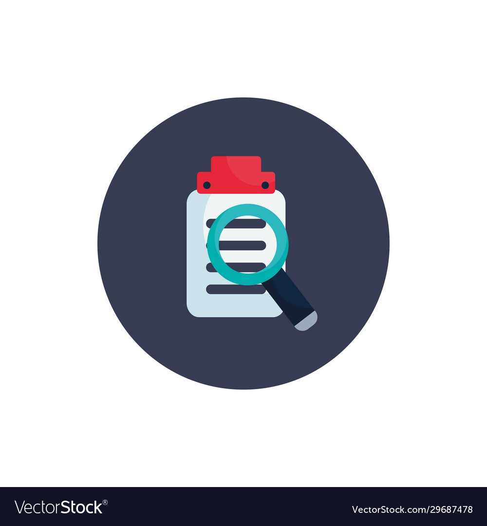 Isolated data document and lupe flat block style vector image Isolated data document and lupe flat block style