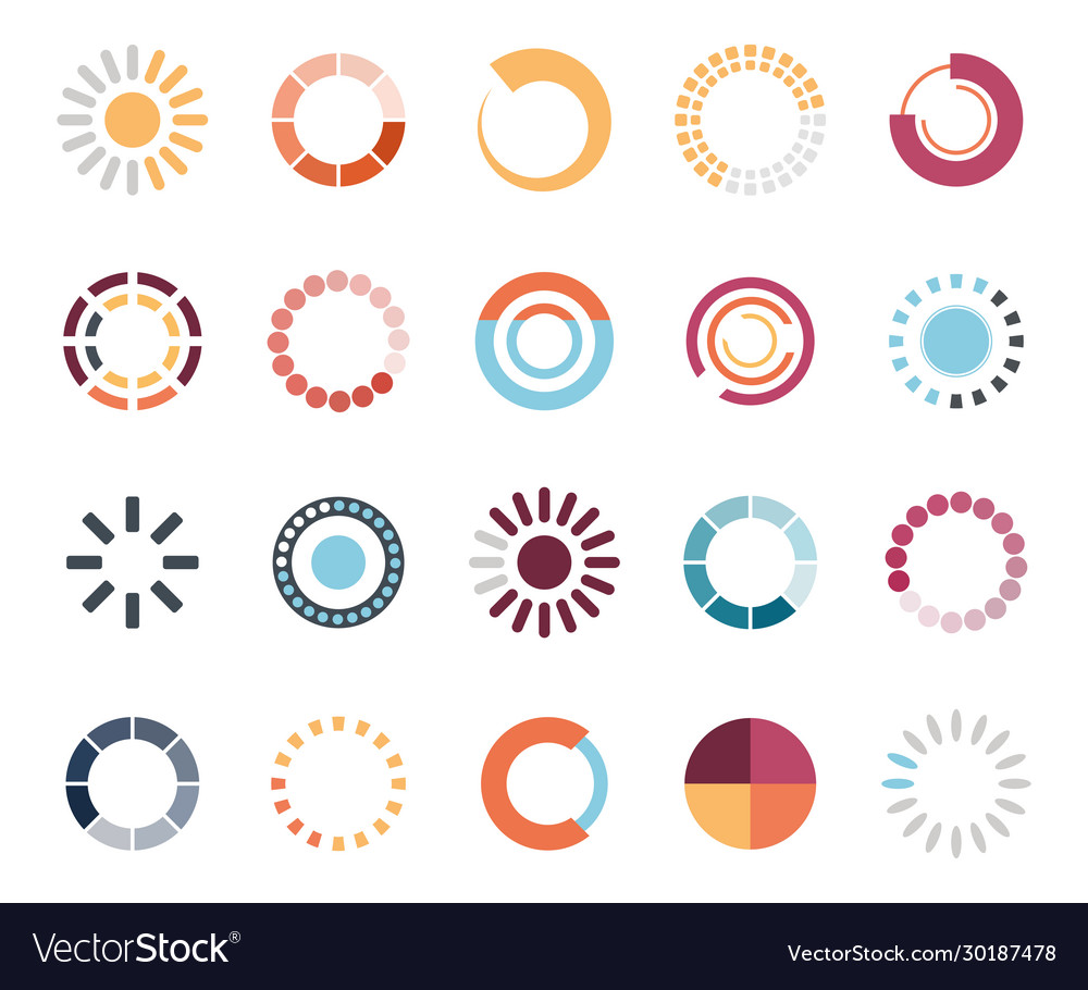 Loading circles flat style icon set design