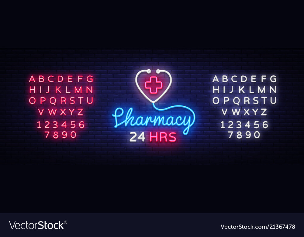 Pharmacy neon sign 24 hours