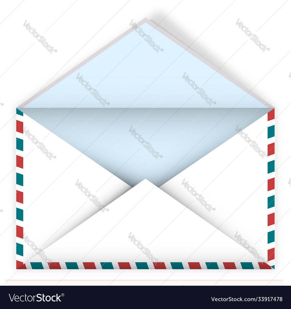 Realistic detailed empty open mail envelope