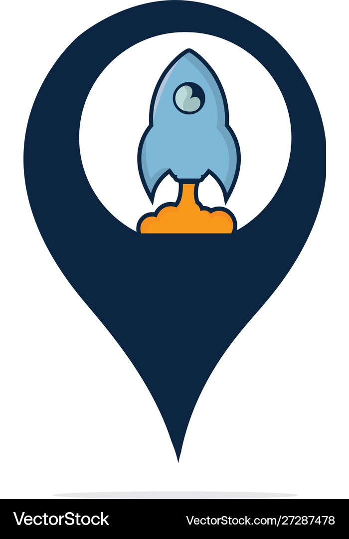 Rocket and map pointer logo design Royalty Free Vector Image