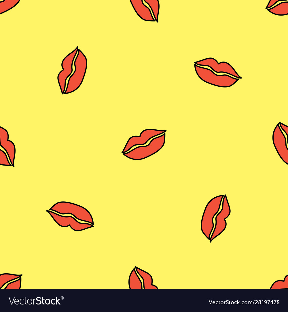 Seamless pattern background with red lips
