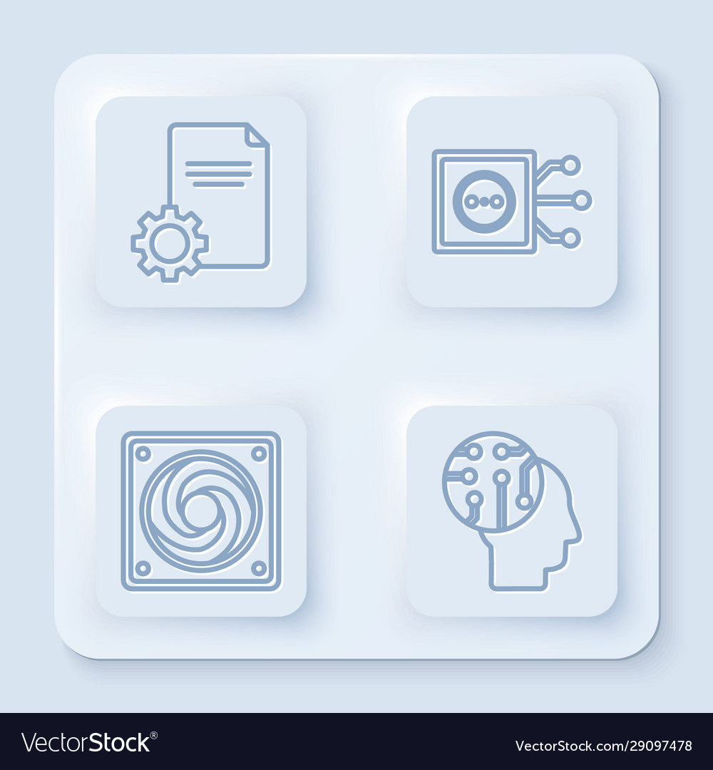 Set line file document remote control computer vector image Set line file document remote control computer