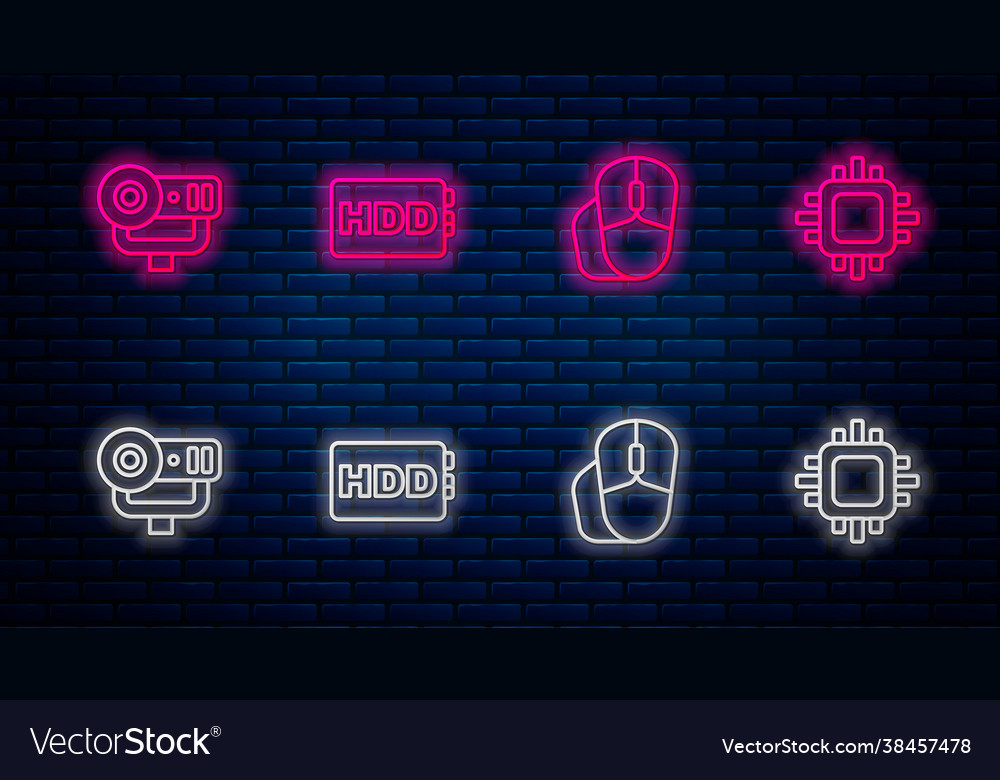Set line hard disk drive hdd computer mouse web Vector Image Set line hard disk drive hdd computer mouse web