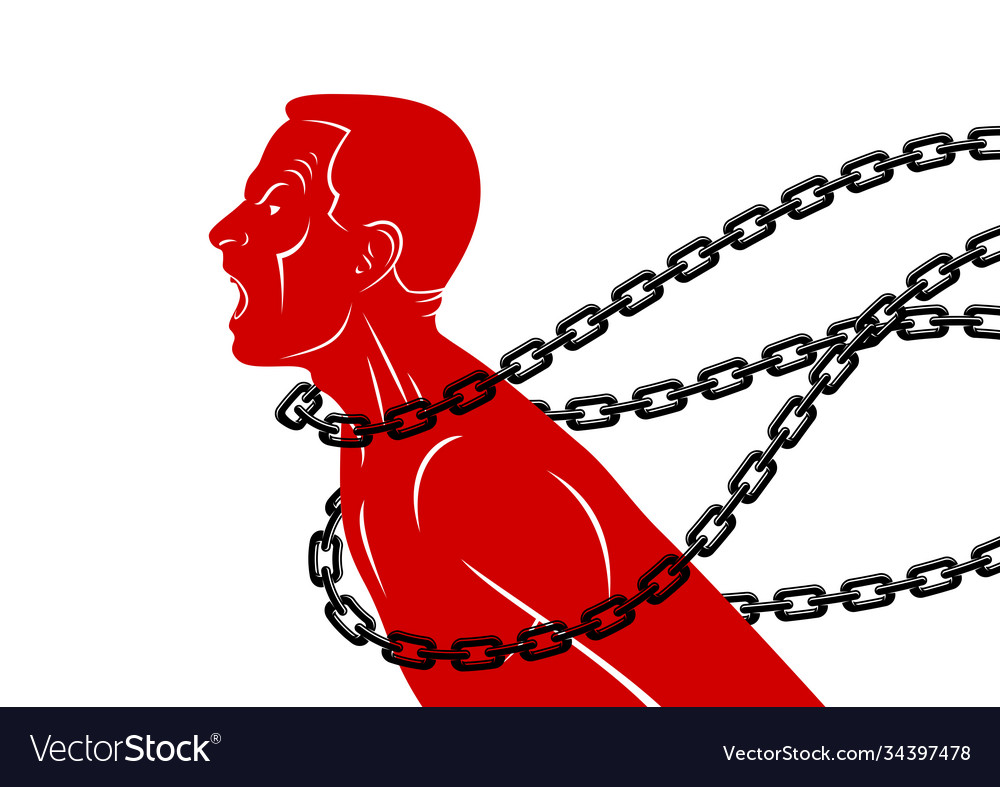 Shouting and screaming man trying to break