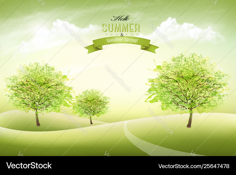 Summer nature background with a green trees Vector Image