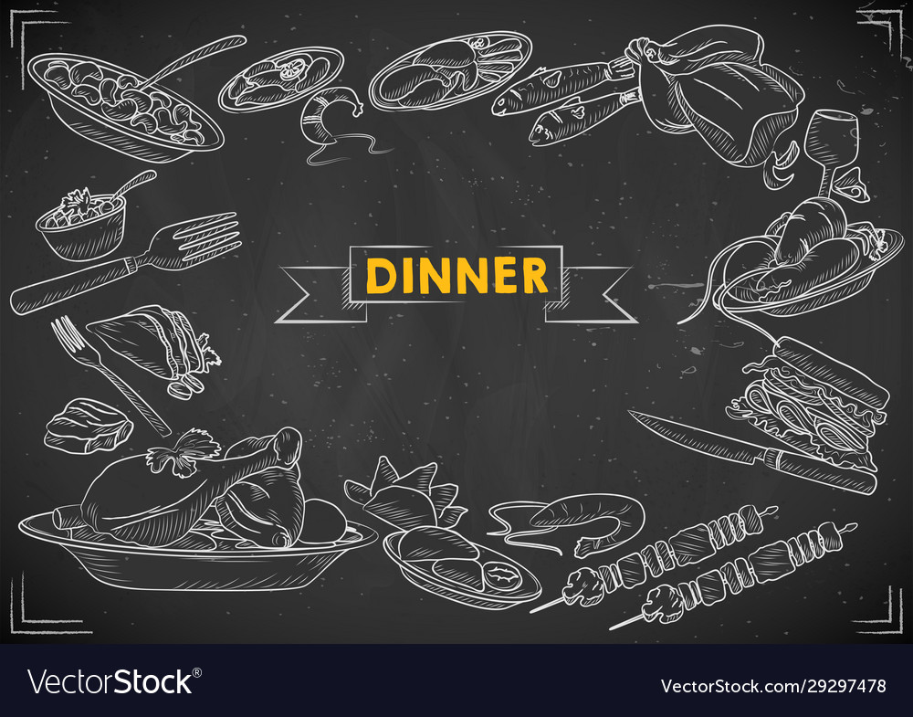 Template different types dinner item vector image Template different types dinner item