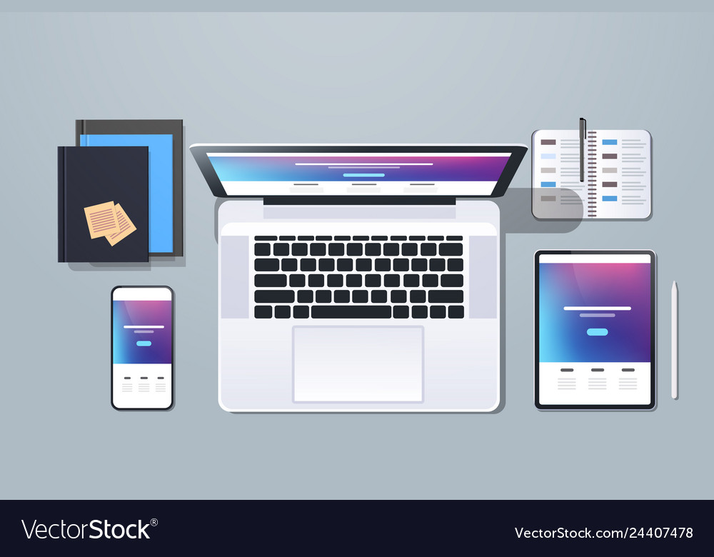 Web technology network concept top angle view vector image Web technology network concept top angle view