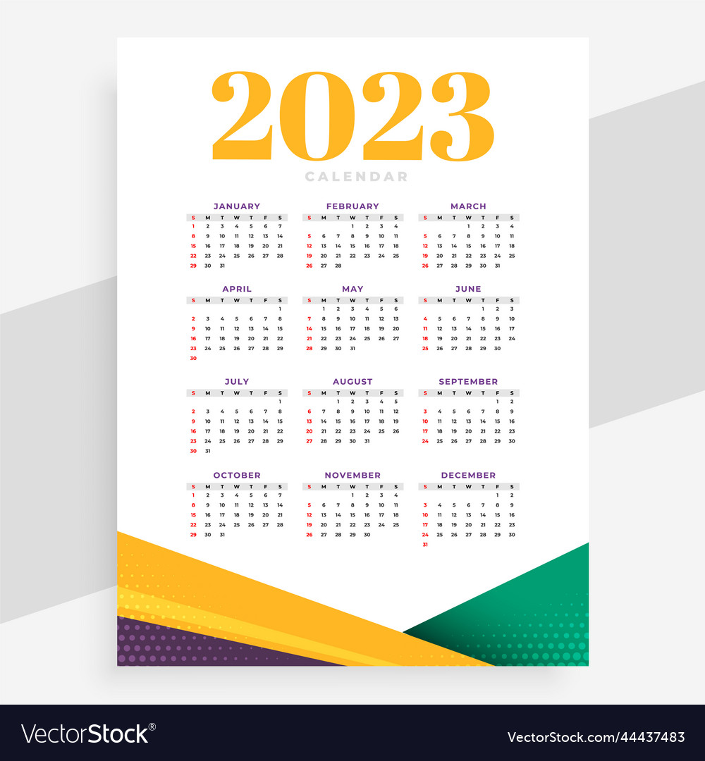 2023 printable calendar layout - 2023 Printable Calendar Layout In Page Style Vector 44437483 